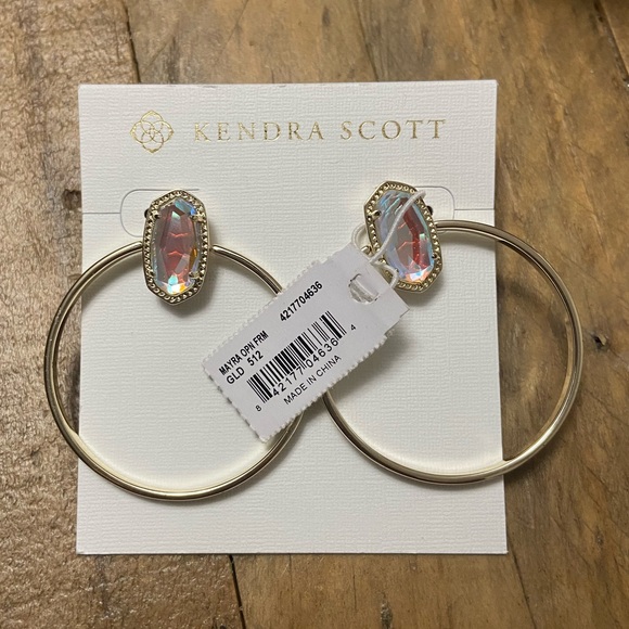 KENDRA SCOTT NWT Mayra Dichroic Glass Gold Hoop Earrings - Picture 7 of 9